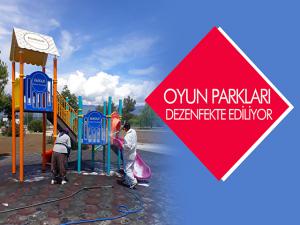 Oyun parkları dezenfekte ediliyor